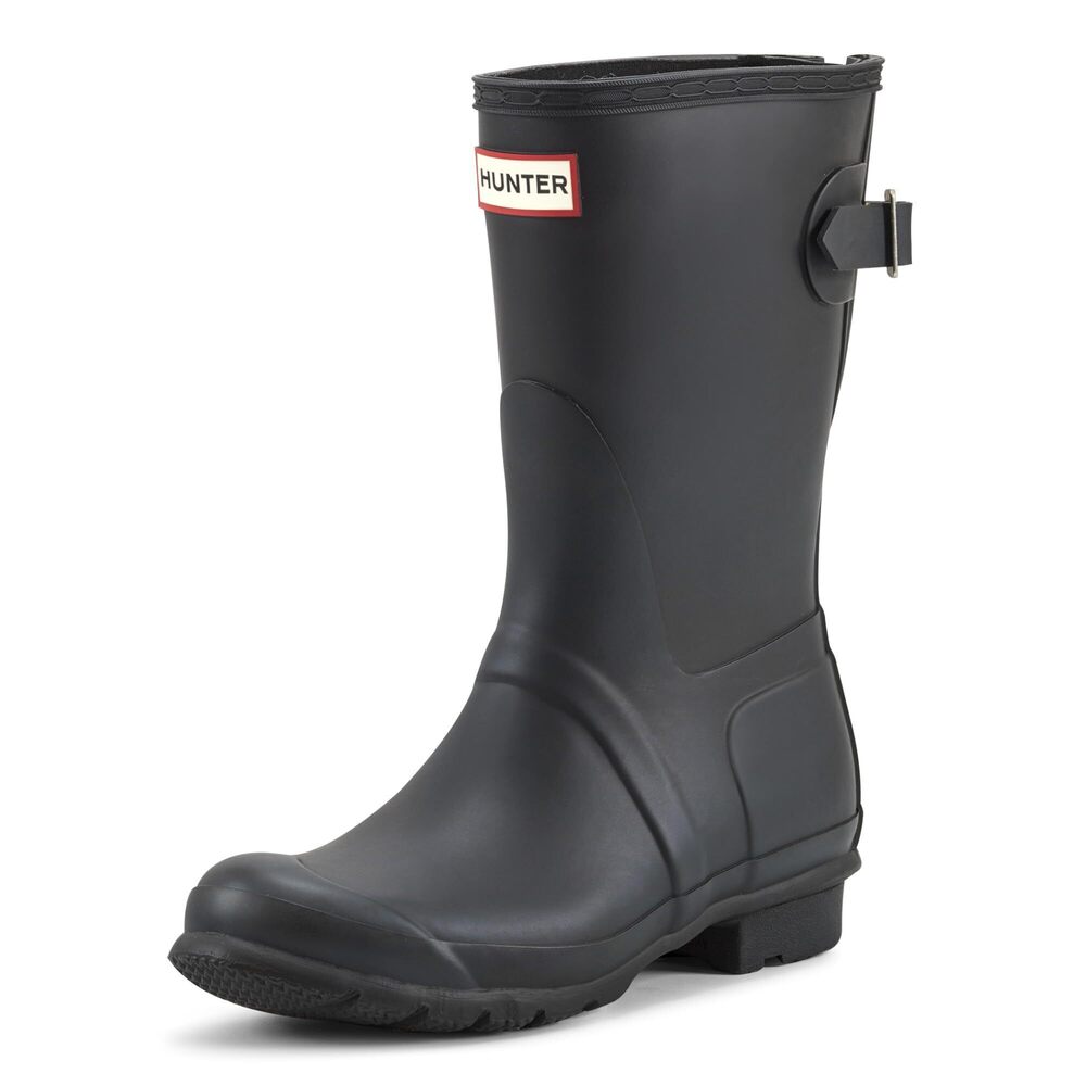 Hunter Women's Original Back Adjustable Short Rain Boots, Black, 5 Medium